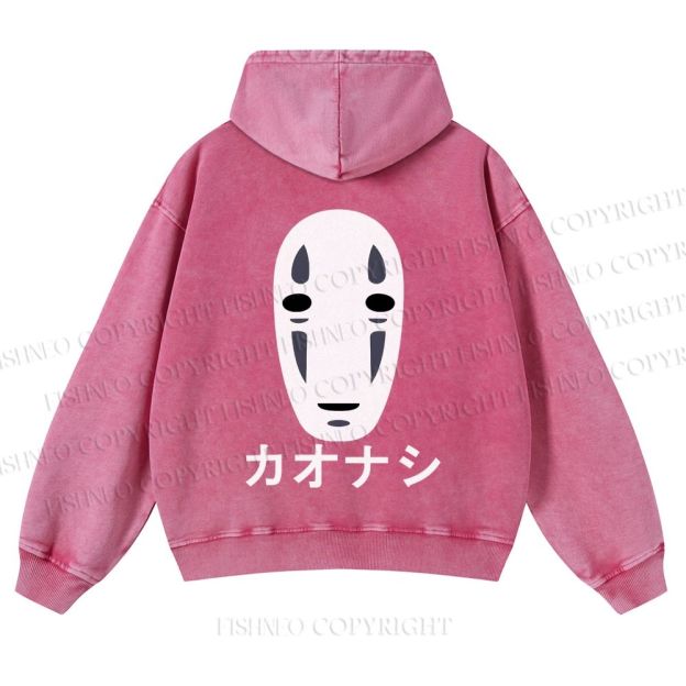 Casual Faceless Man Printed Washed Hoodie