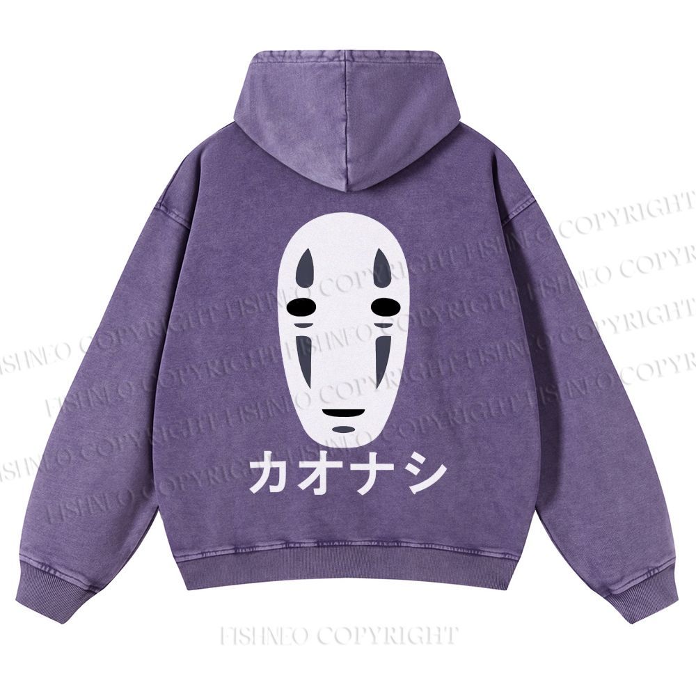 Casual Faceless Man Printed Washed Hoodie