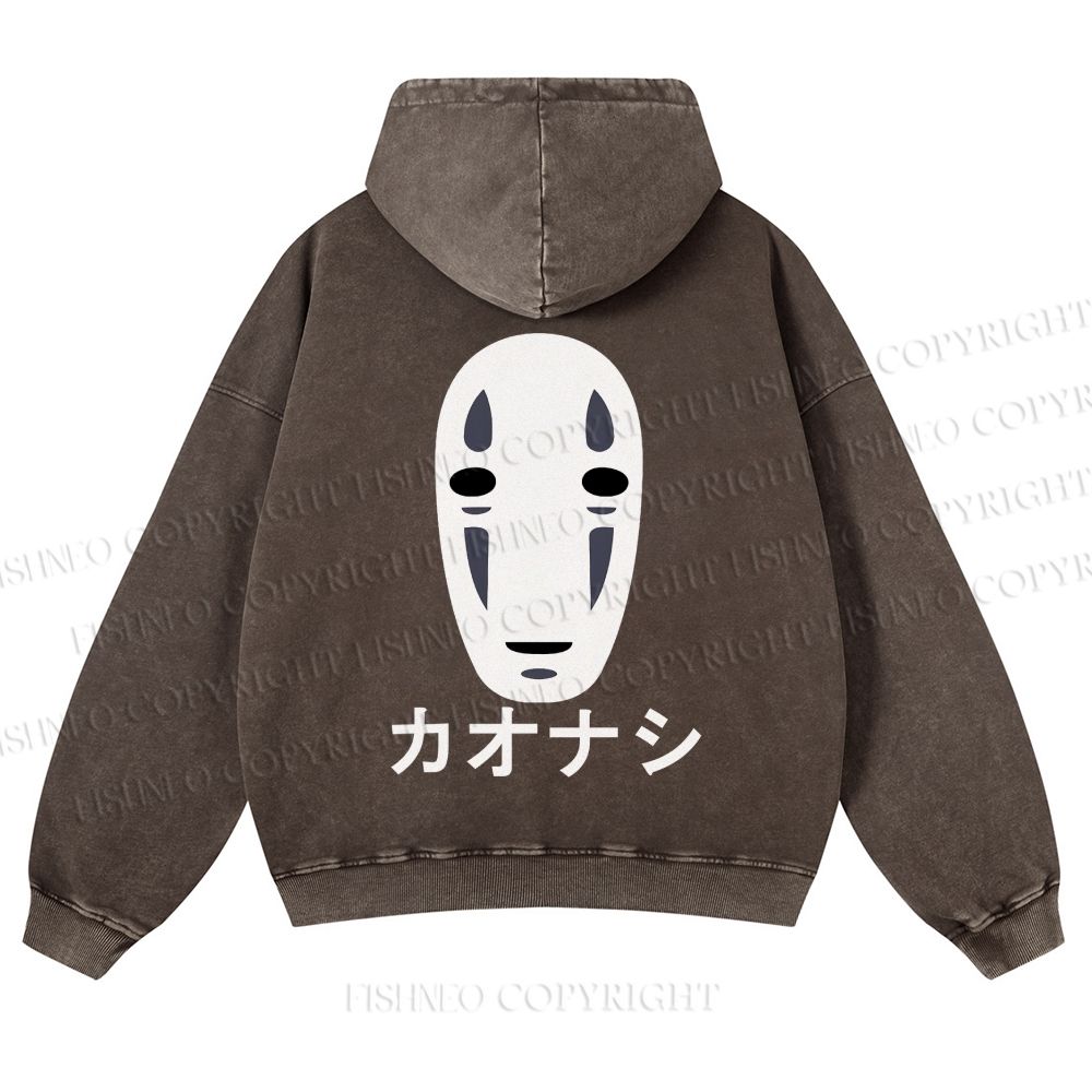 Casual Faceless Man Printed Washed Hoodie