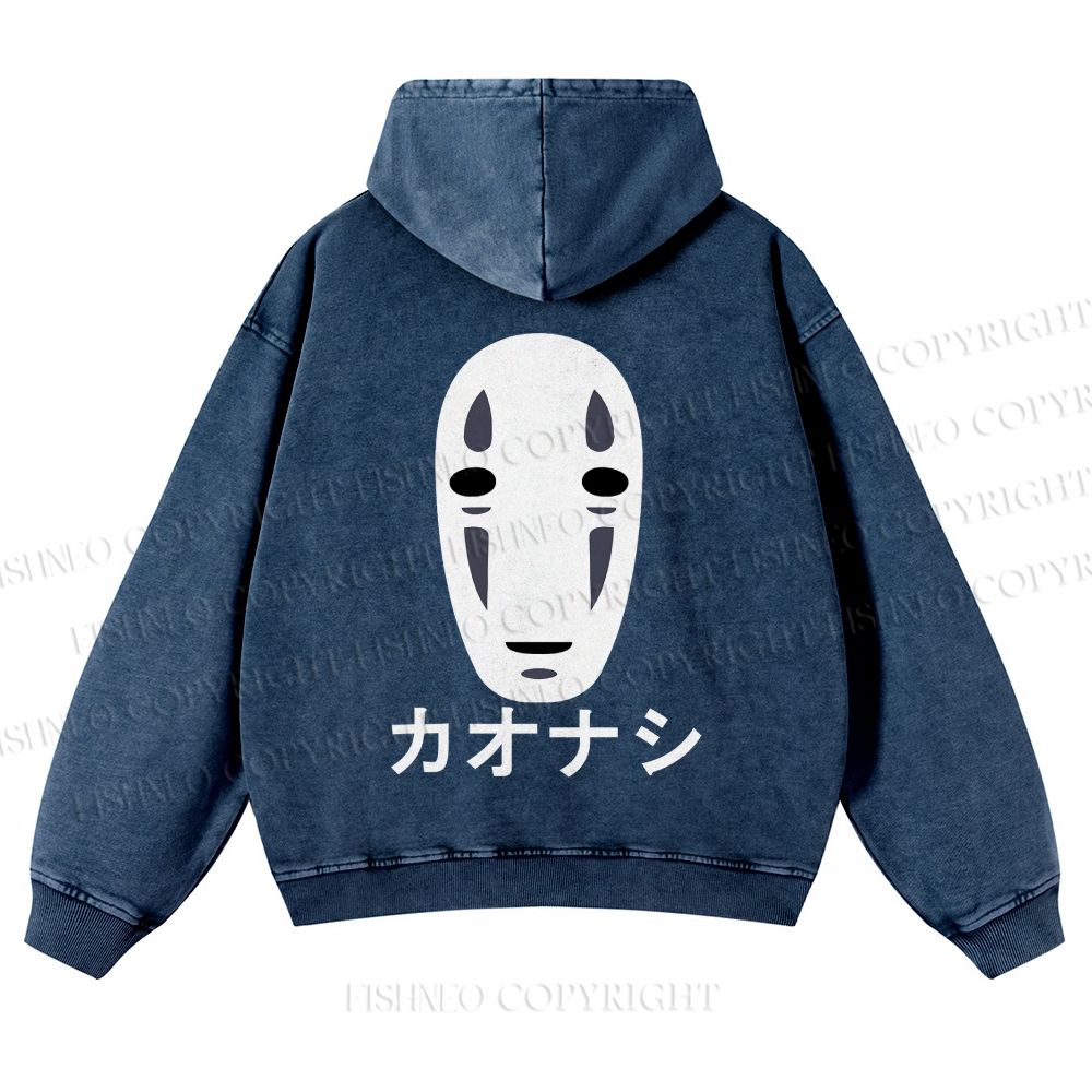 Casual Faceless Man Printed Washed Hoodie