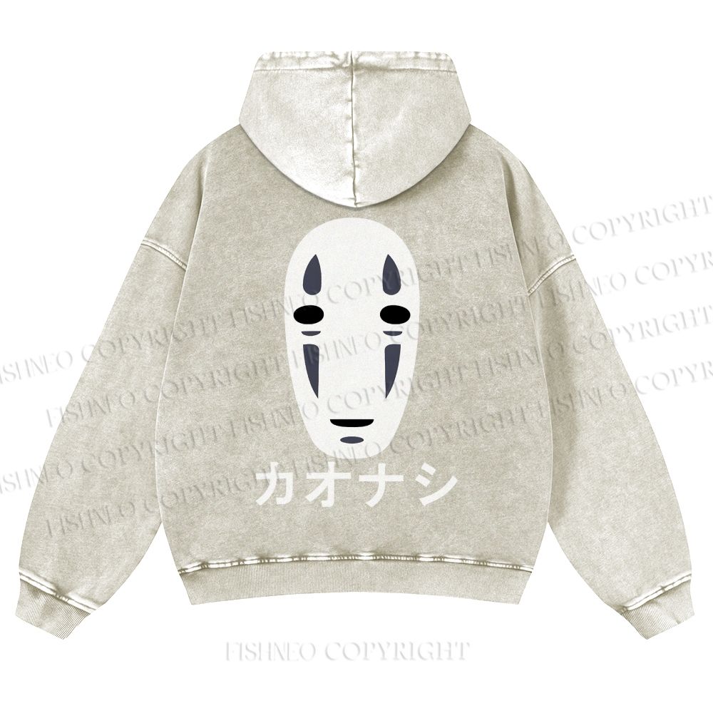 Casual Faceless Man Printed Washed Hoodie