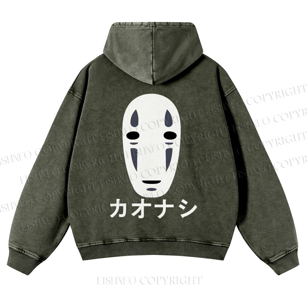Casual Faceless Man Printed Washed Hoodie
