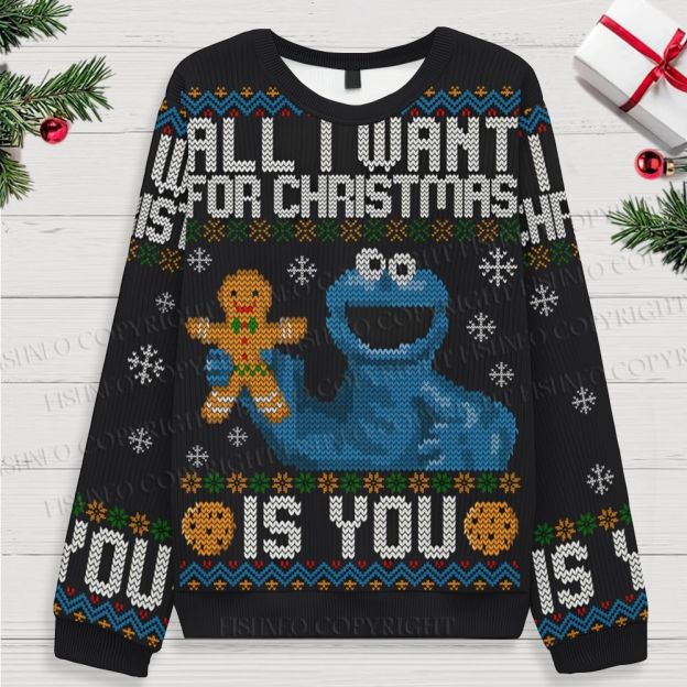 Ugly Cookie Monster Christmas Sweatshirt