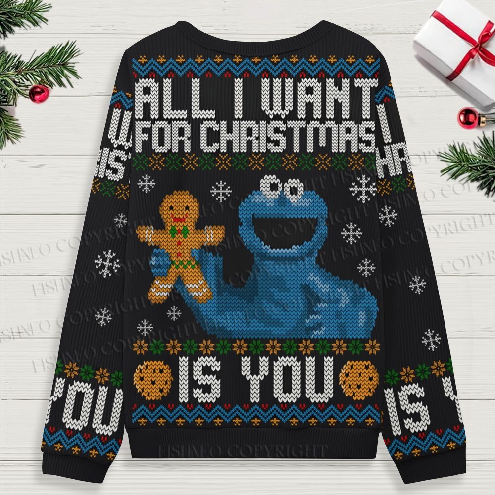 Ugly Cookie Monster Christmas Sweatshirt