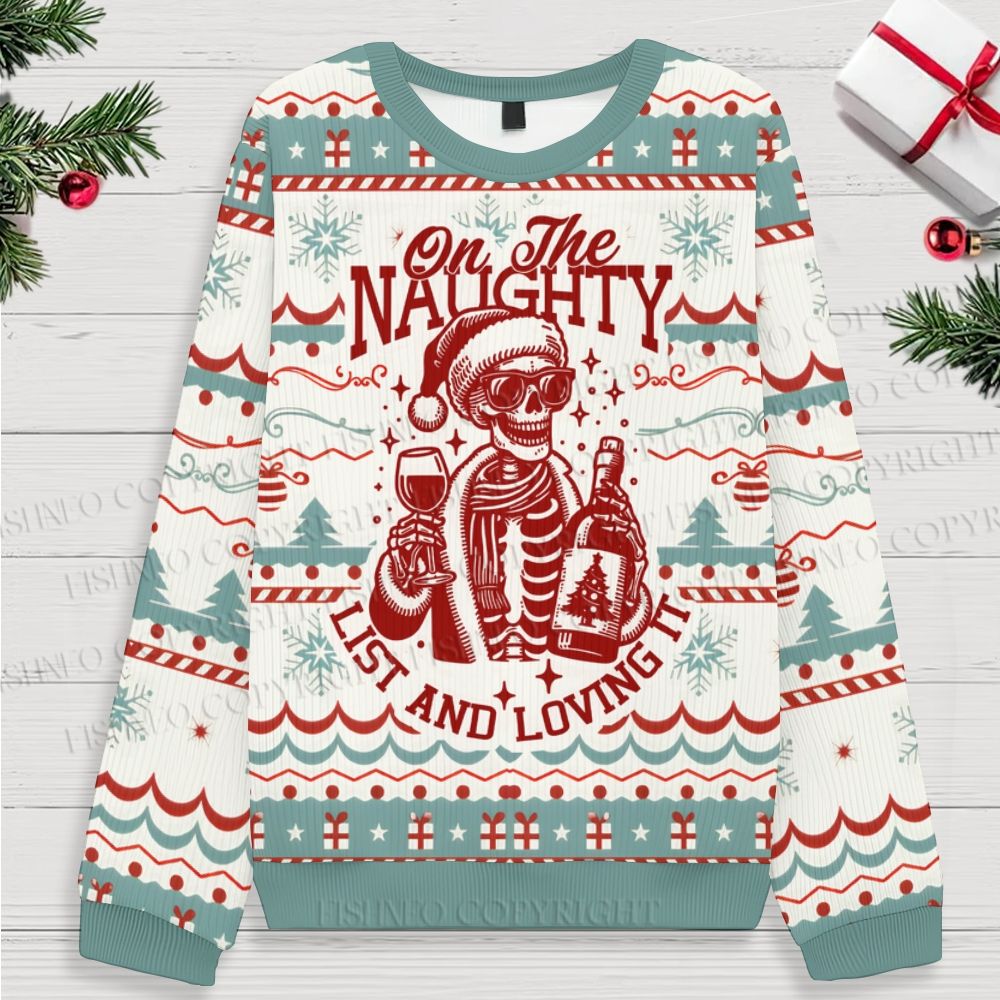 Ugly Drunk Skull Fair Isle pattern Christmas Sweatshirt