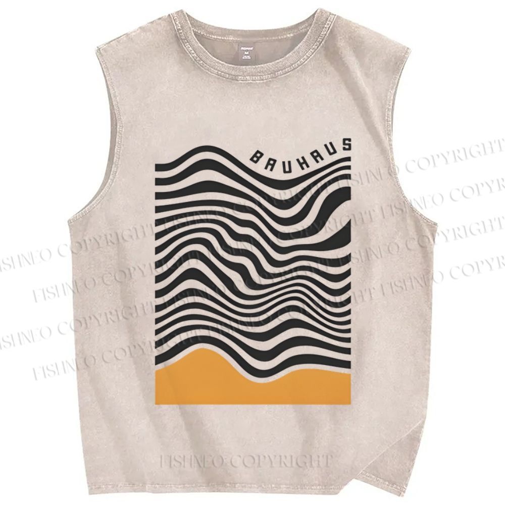 Unisex Bauhaus Geometry Printed Washed Tank Top