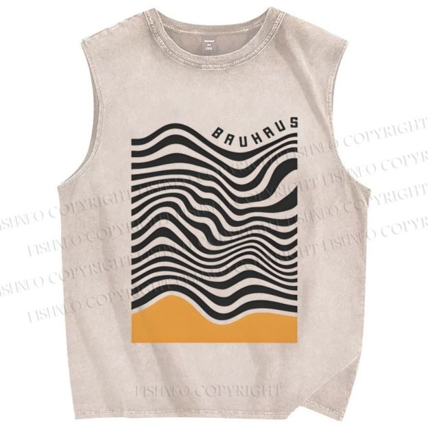 Unisex Bauhaus Geometry Printed Washed Tank Top