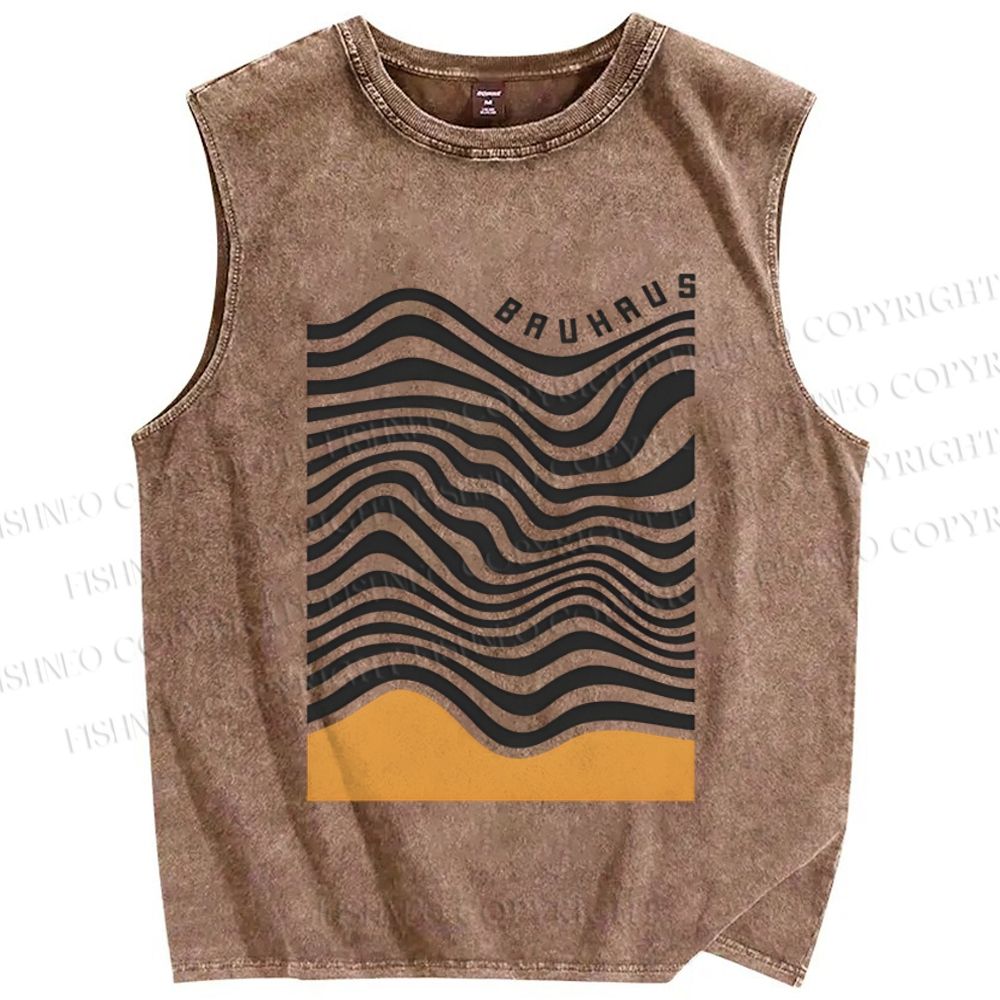 Unisex Bauhaus Geometry Printed Washed Tank Top