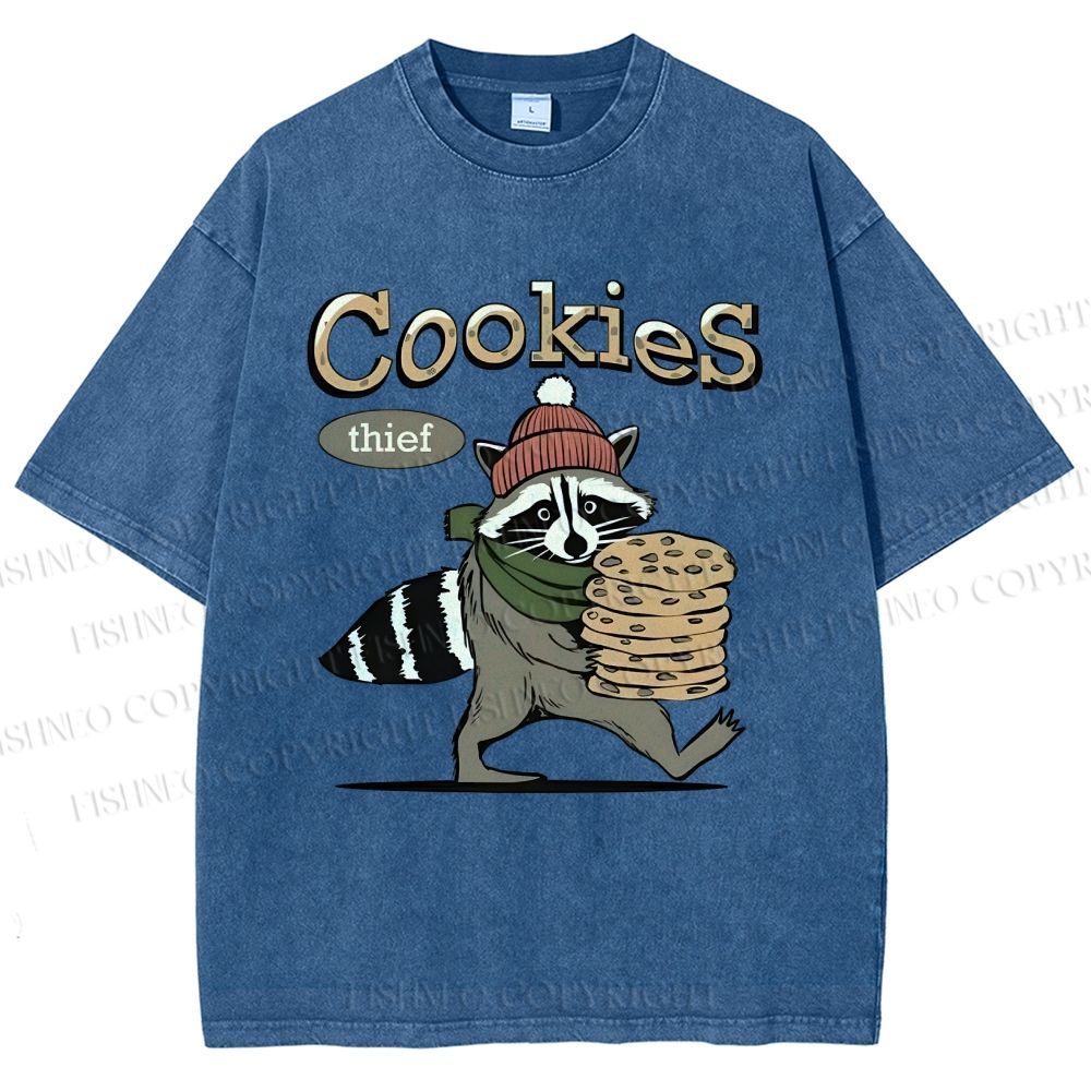 Unisex Cookies Raccoon Printed Washed Tee