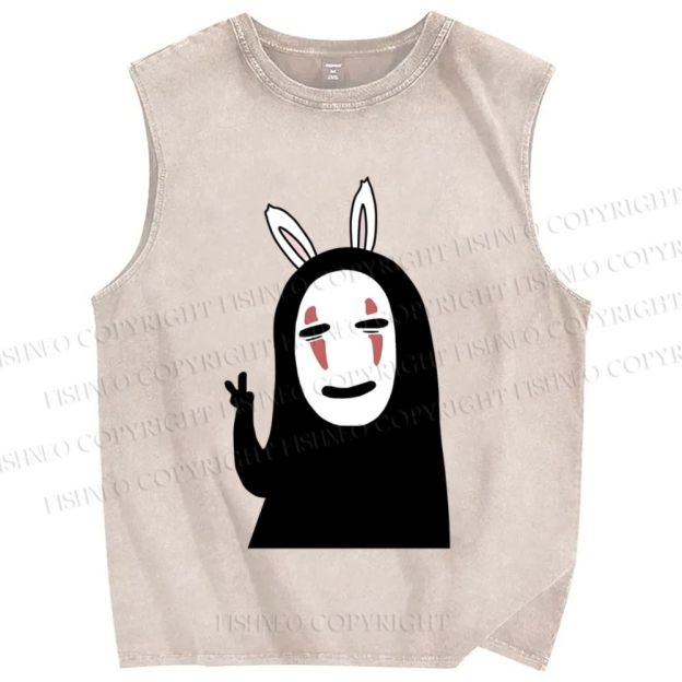 Unisex Faceless Printed Washed Tank Top
