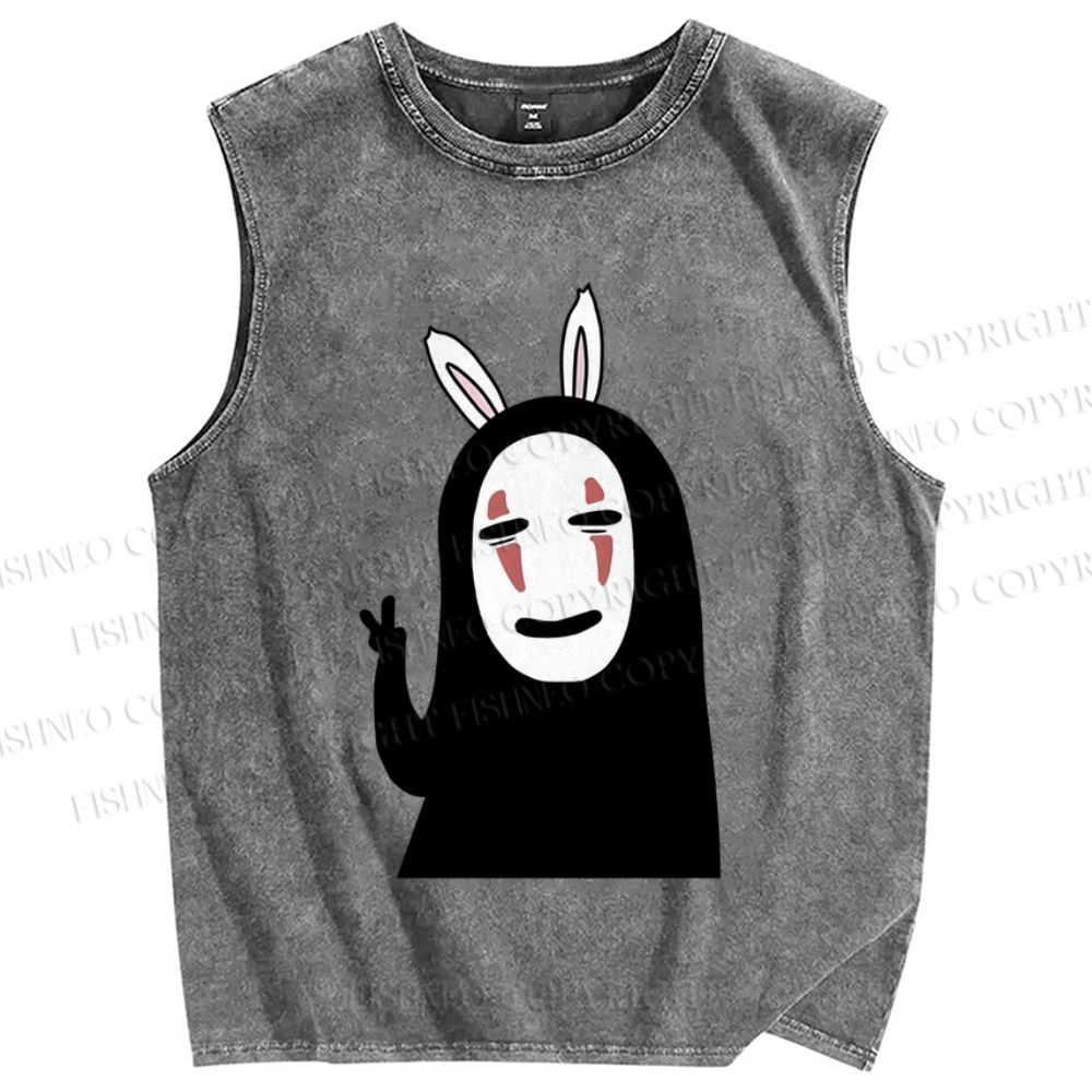 Unisex Faceless Printed Washed Tank Top