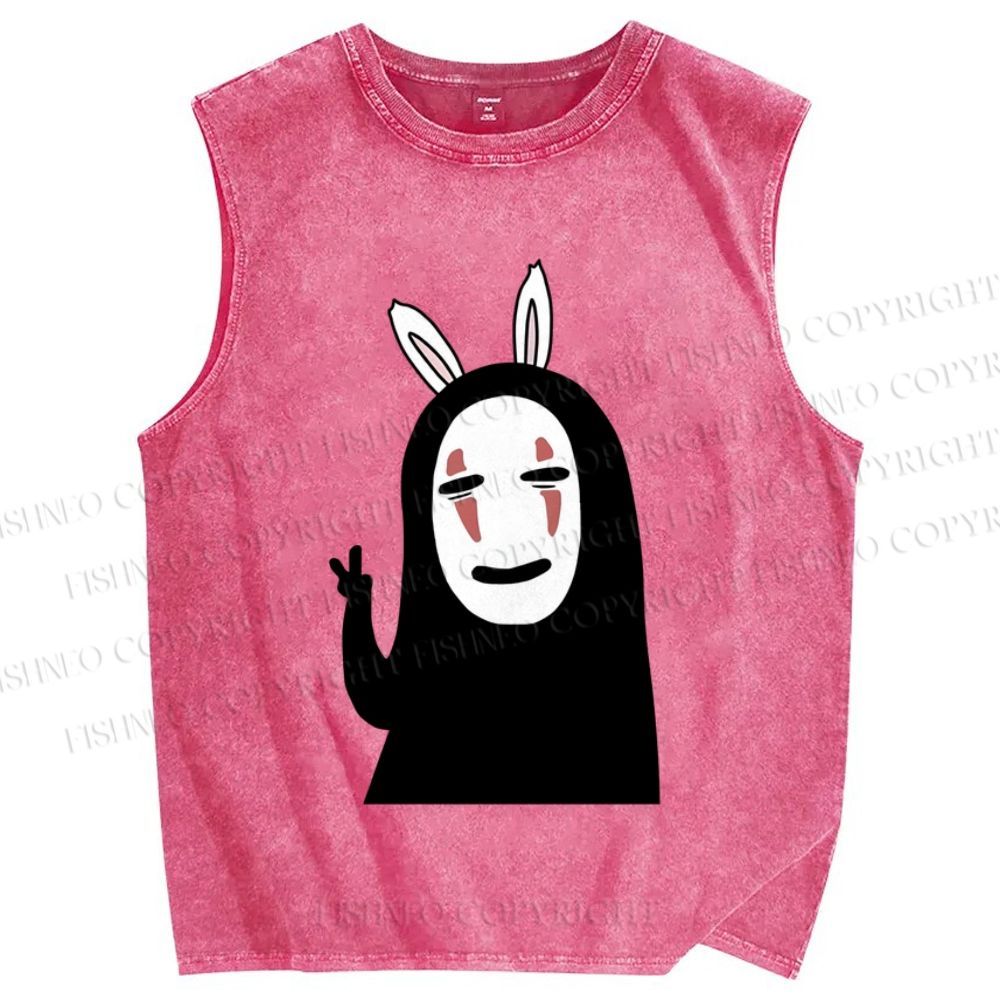 Unisex Faceless Printed Washed Tank Top