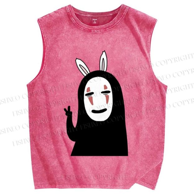 Unisex Faceless Printed Washed Tank Top