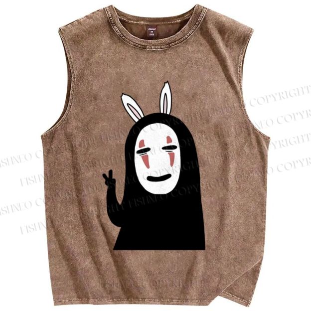 Unisex Faceless Printed Washed Tank Top