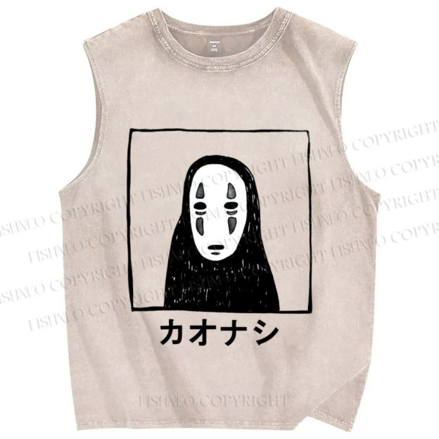 Unisex Faceless Printed Washed Tank Top