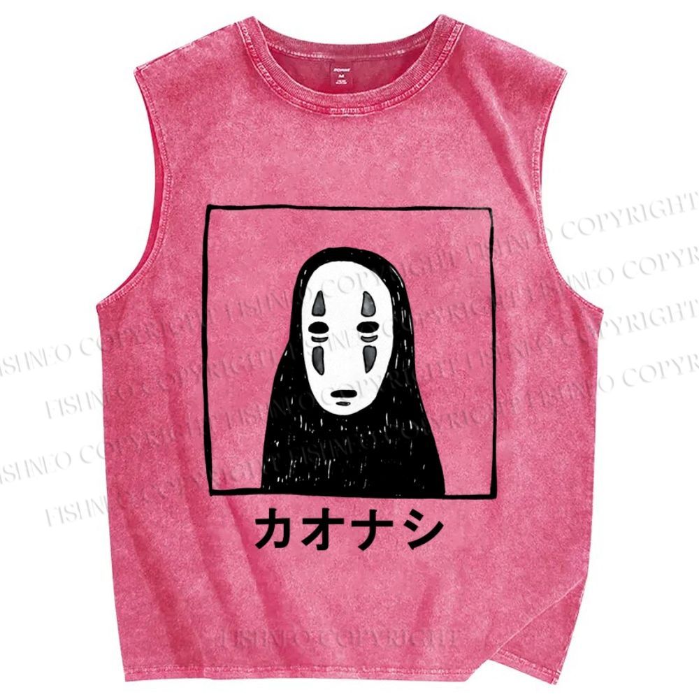 Unisex Faceless Printed Washed Tank Top