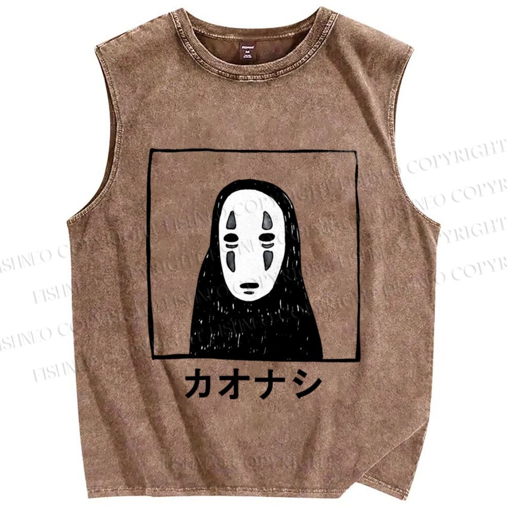 Unisex Faceless Printed Washed Tank Top