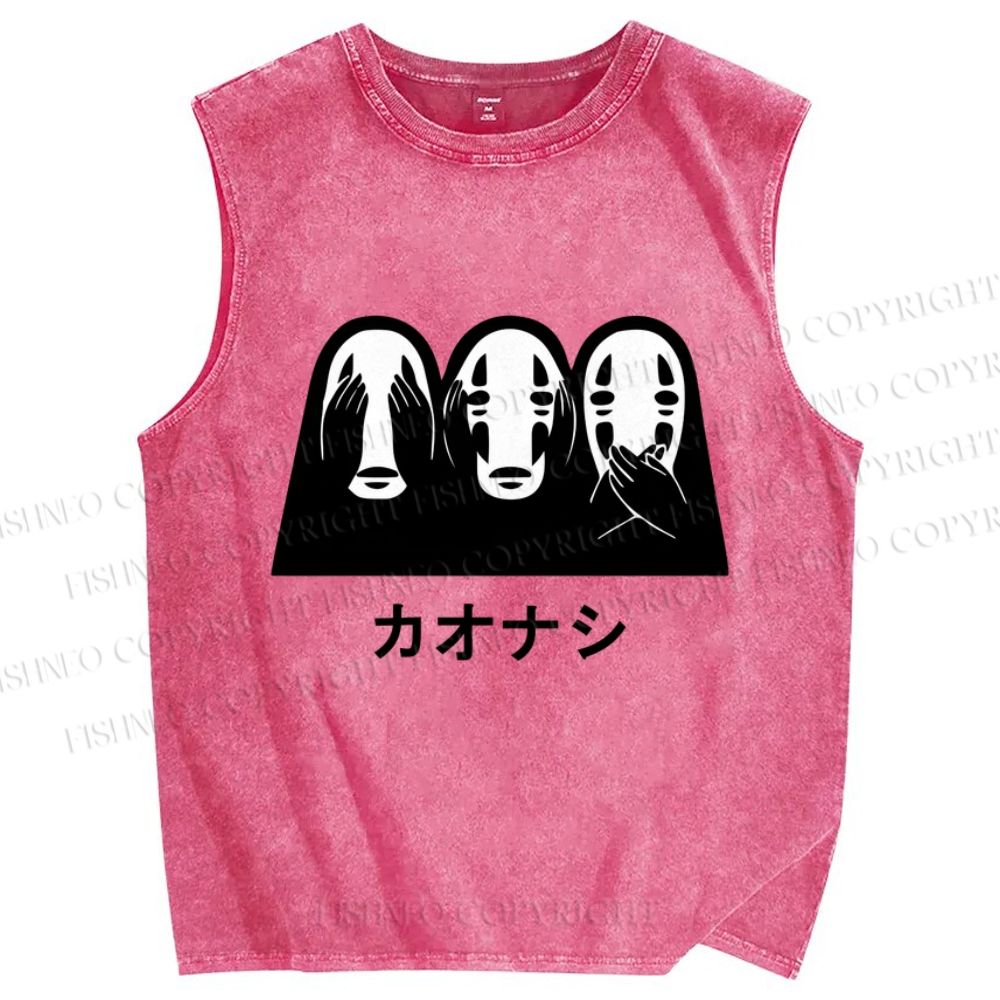 Unisex Faceless Man Printed Washed Tank Top