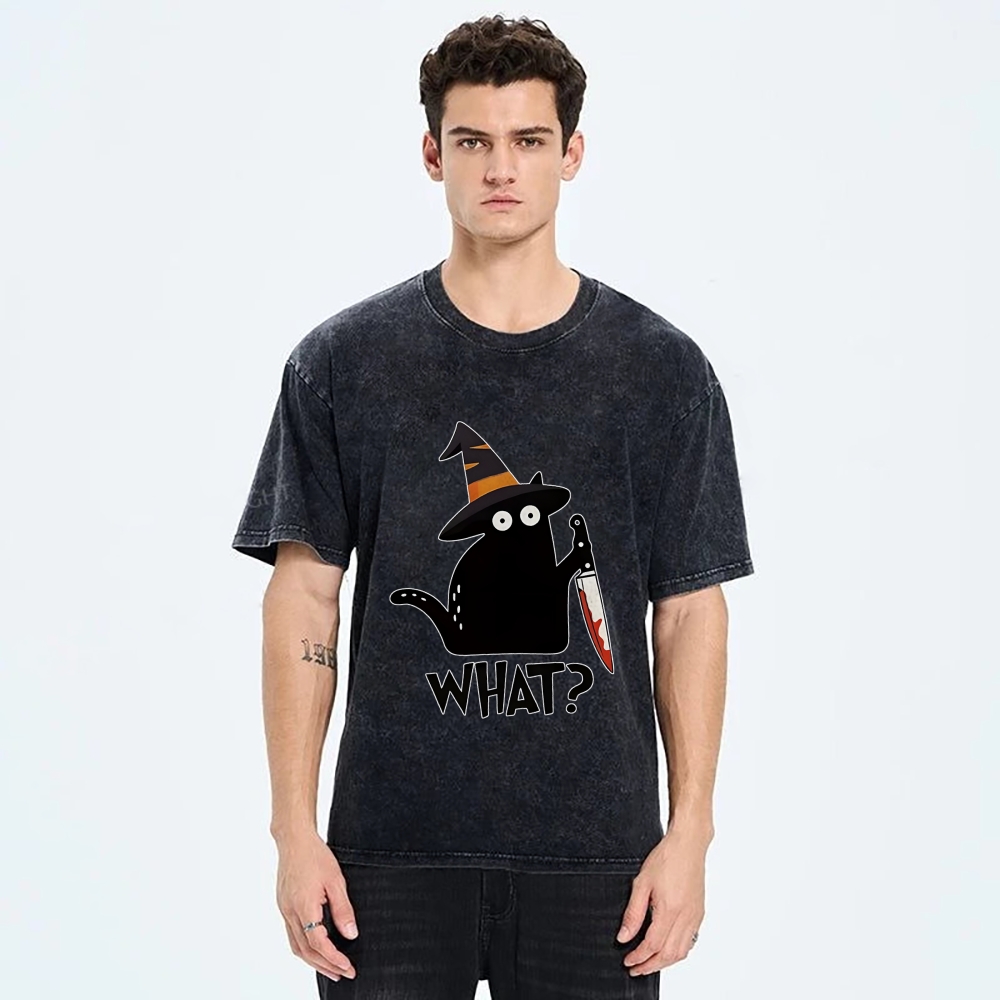 Halloween Back Cat Washed T-Shirt
