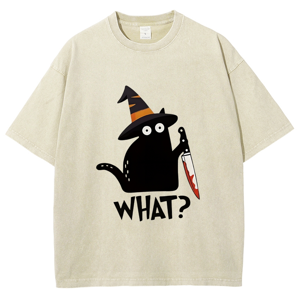 Halloween Back Cat Washed T-Shirt