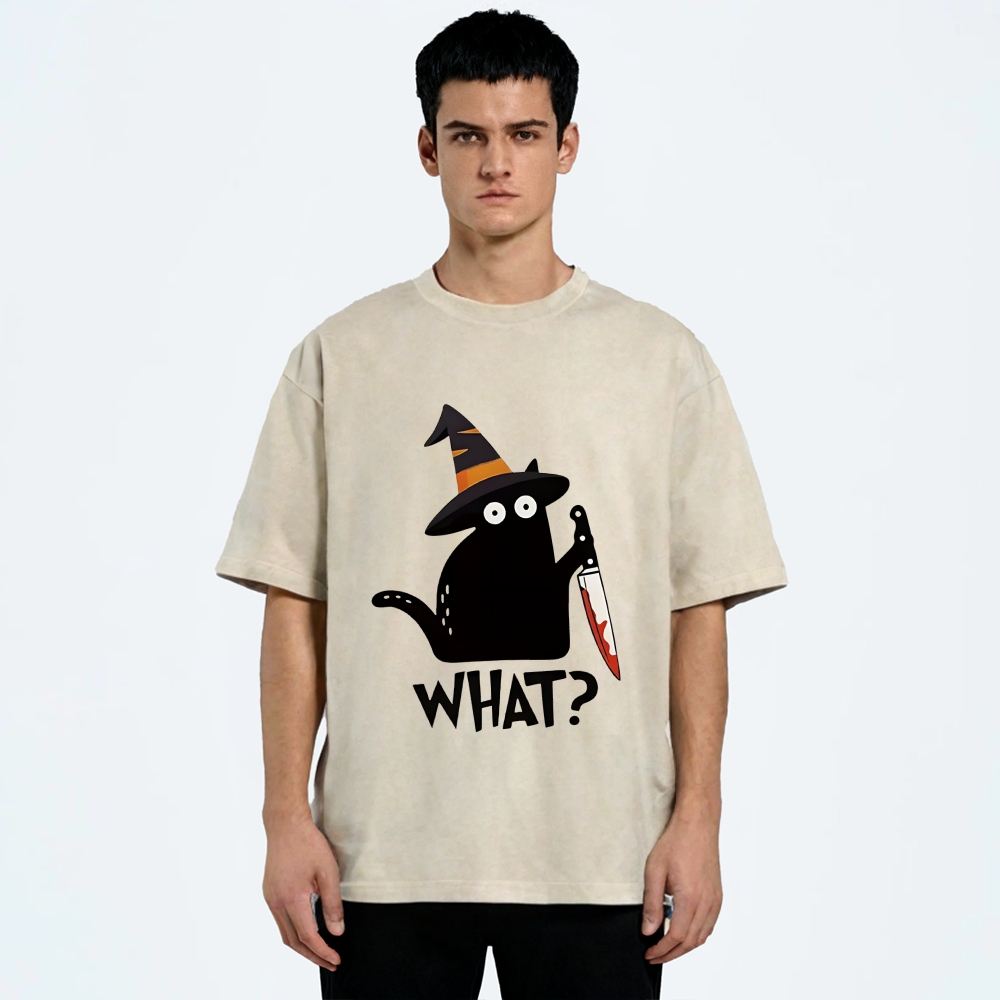 Halloween Back Cat Washed T-Shirt