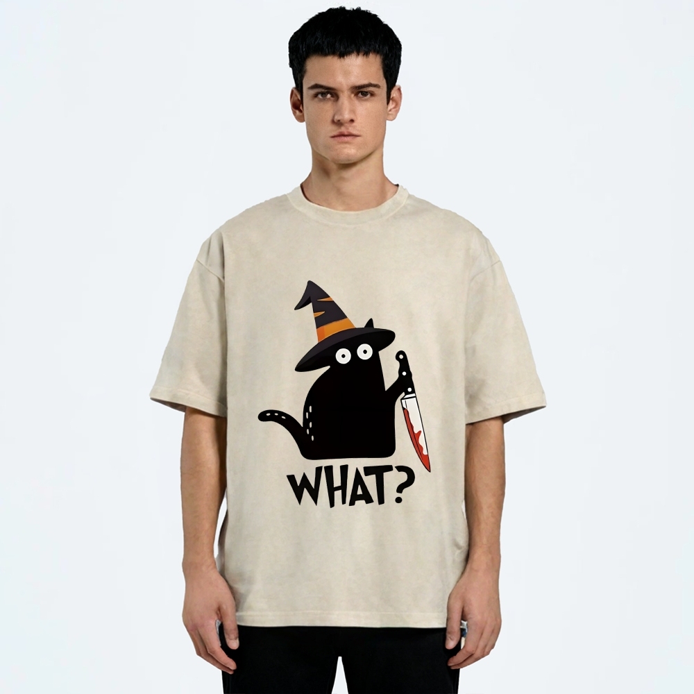 Halloween Back Cat Washed T-Shirt