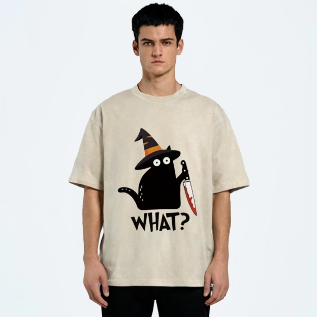 Halloween Back Cat Washed T-Shirt