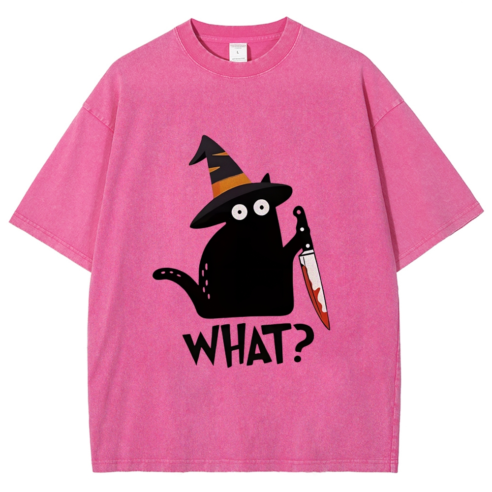 Halloween Back Cat Washed T-Shirt