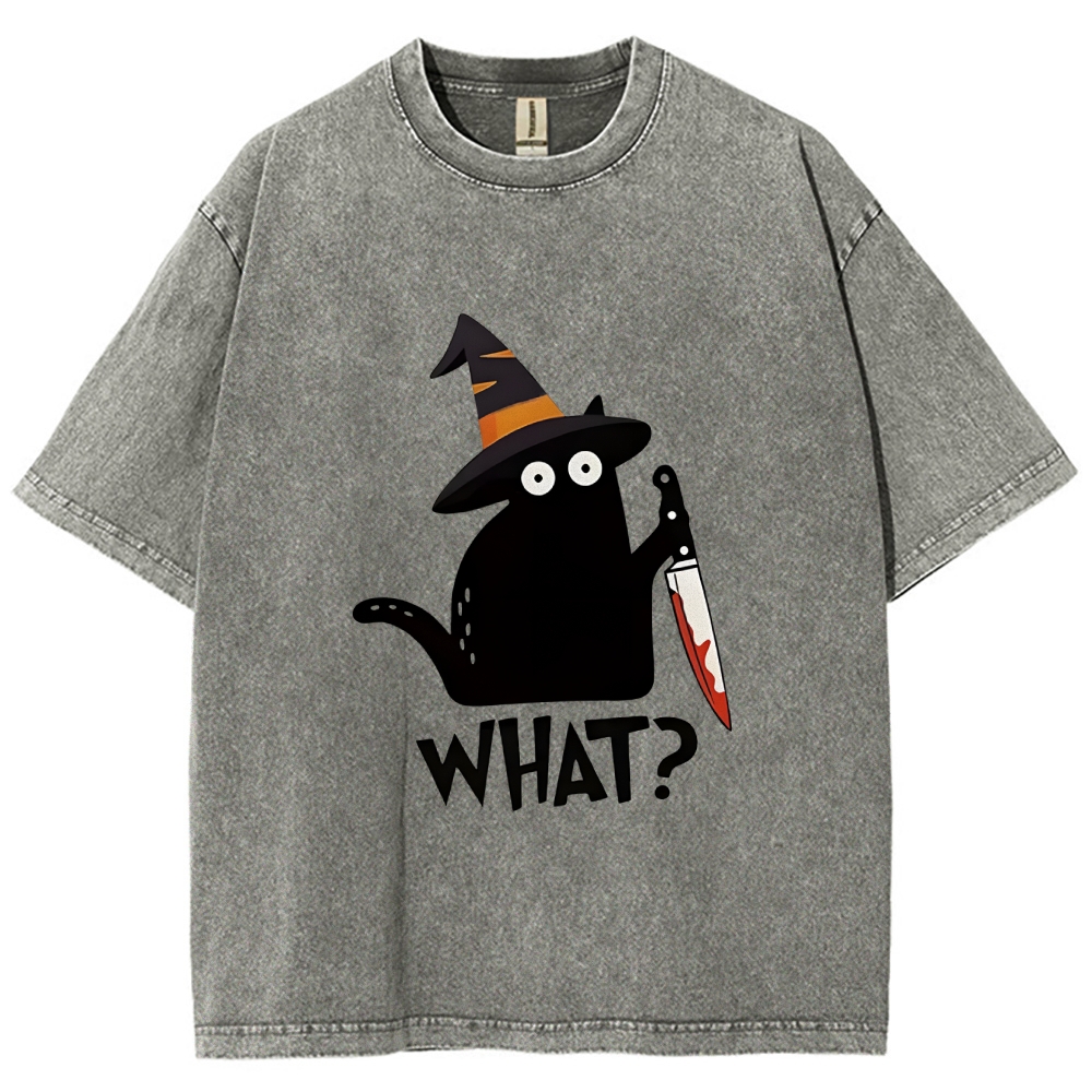 Halloween Back Cat Washed T-Shirt