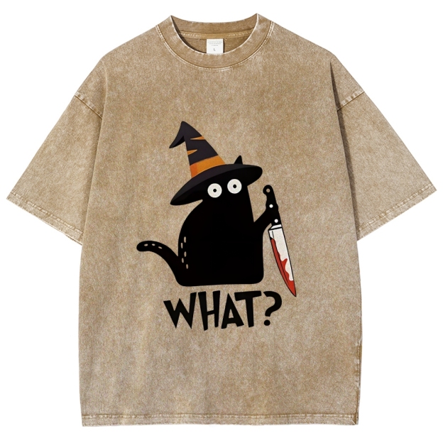Halloween Back Cat Washed T-Shirt