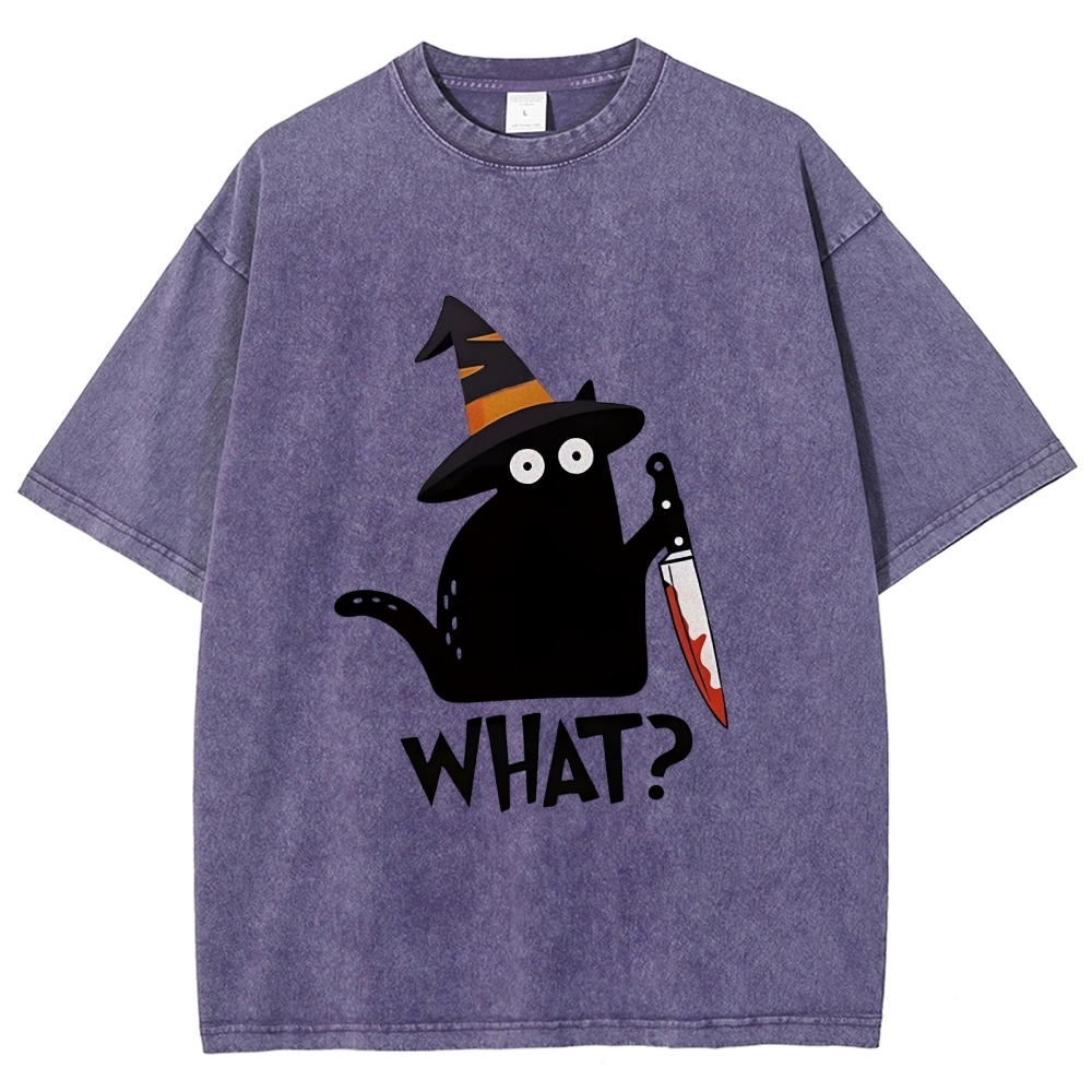 Halloween Back Cat Washed T-Shirt