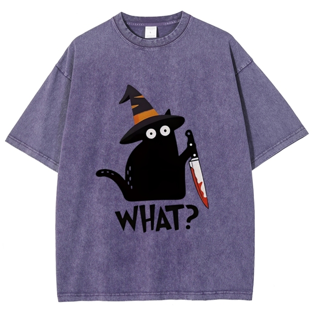 Halloween Back Cat Washed T-Shirt