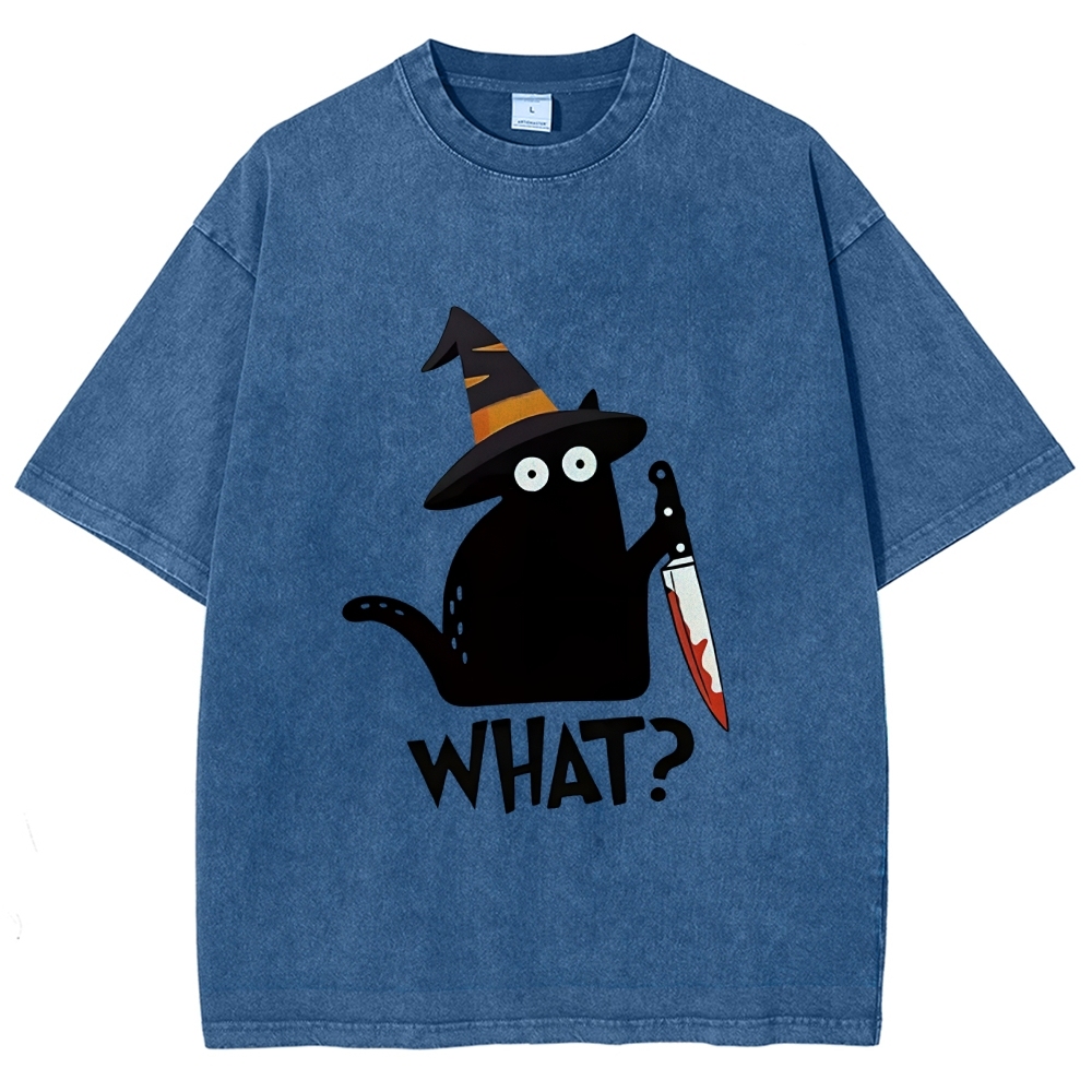 Halloween Back Cat Washed T-Shirt