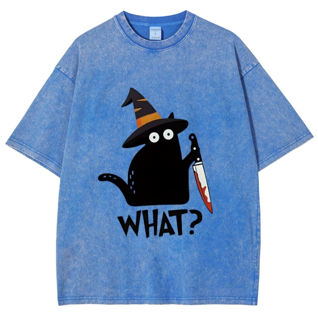 Halloween Back Cat Washed T-Shirt