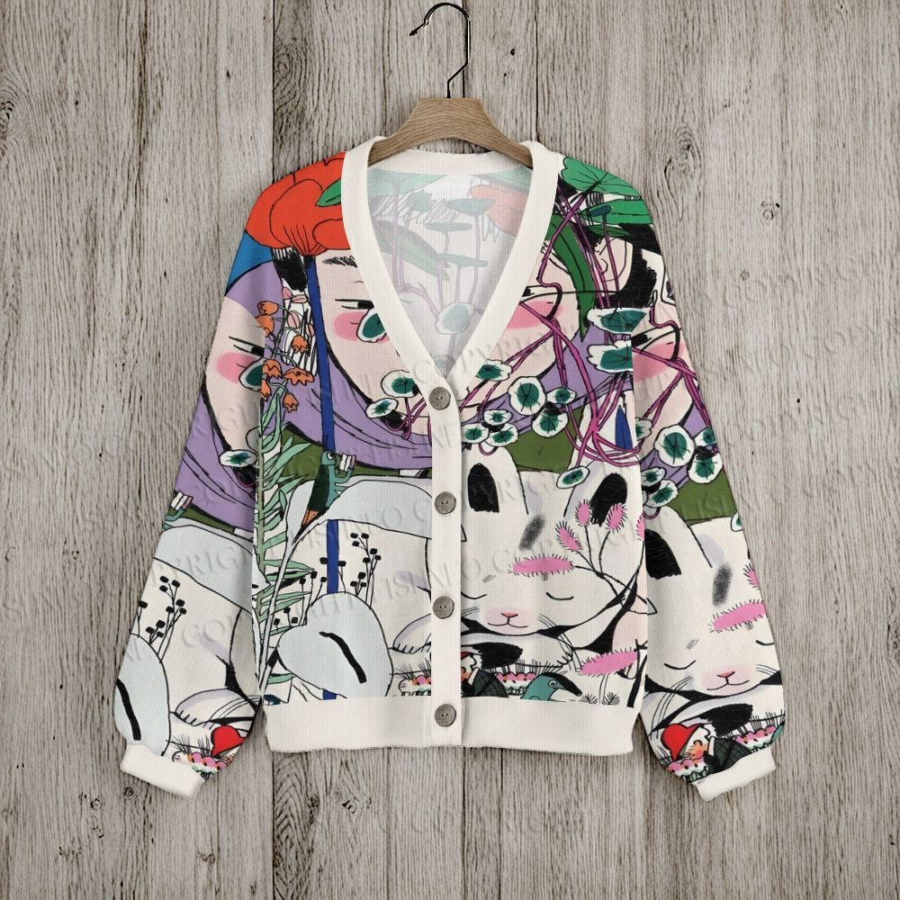 Ugly Vintage Graffiti Cardigan Sweater