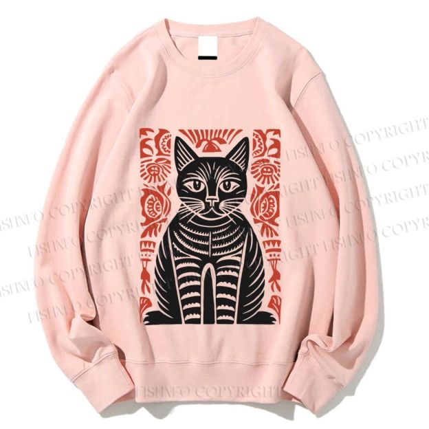 Unisex Vintage Cat Printed Sweatshirt