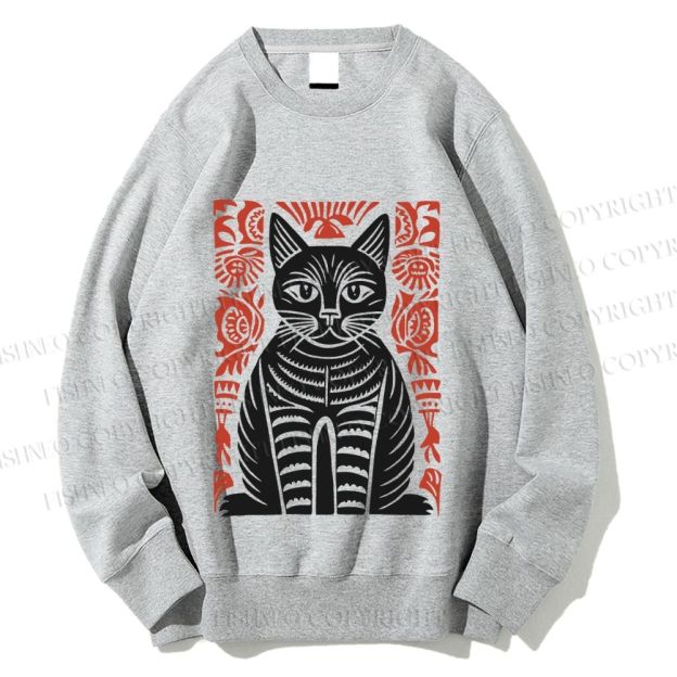 Unisex Vintage Cat Printed Sweatshirt