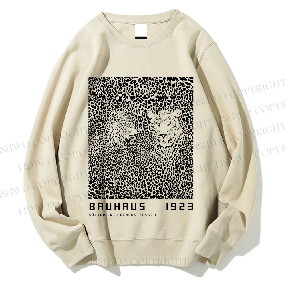 Unisex Bauhaus Style Leopard Printed Sweatshirt