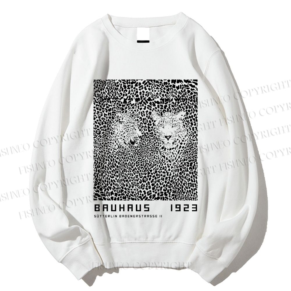 Unisex Bauhaus Style Leopard Printed Sweatshirt