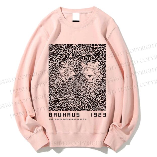 Unisex Bauhaus Style Leopard Printed Sweatshirt
