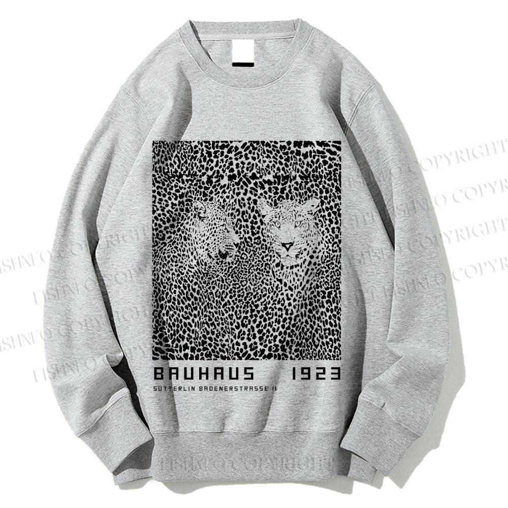 Unisex Bauhaus Style Leopard Printed Sweatshirt