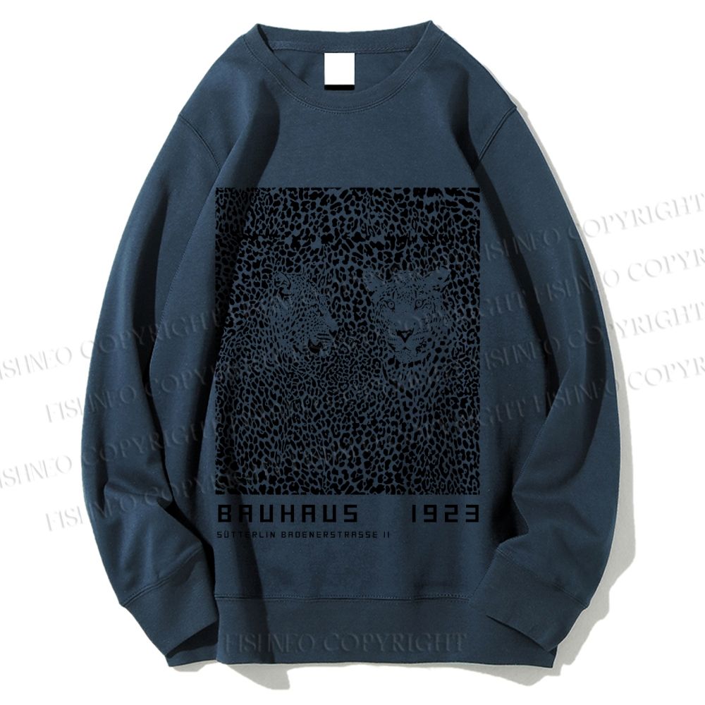 Unisex Bauhaus Style Leopard Printed Sweatshirt
