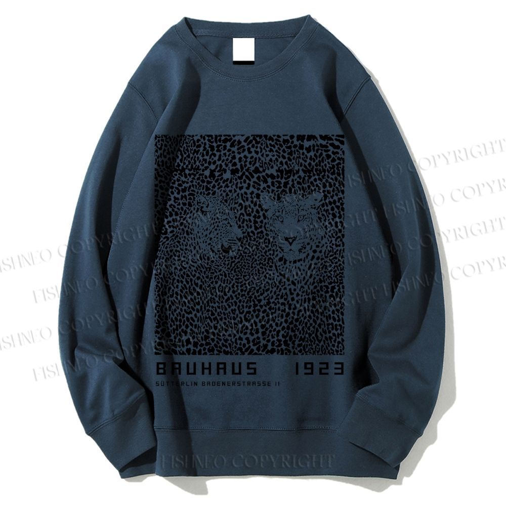 Unisex Bauhaus Style Leopard Printed Sweatshirt