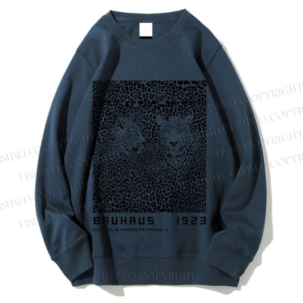 Unisex Bauhaus Style Leopard Printed Sweatshirt