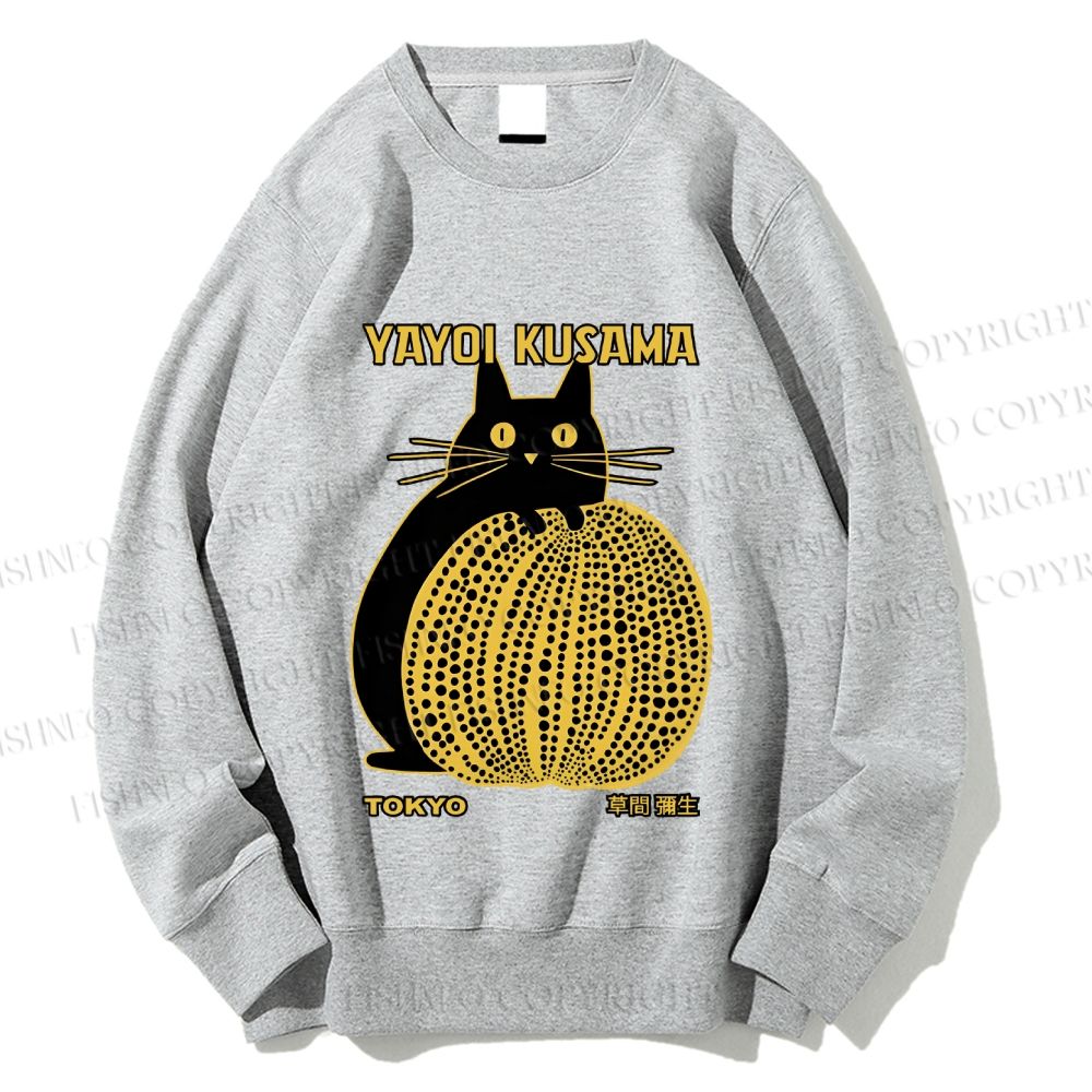 Unisex  Japanese Yayoi Kusama Pumpkin Cat Printed Sweatshirt