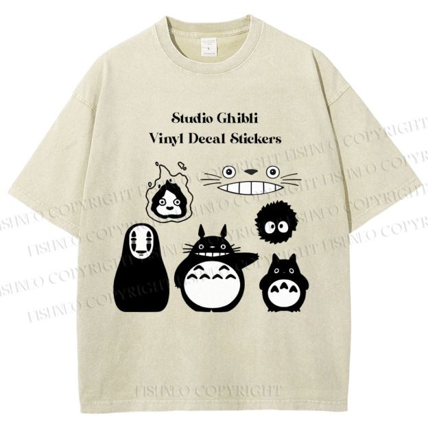 Unisex Totoro No-Face Printed Washed Tee