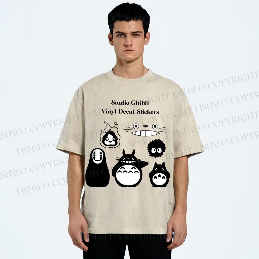 Unisex Totoro No-Face Printed Washed Tee