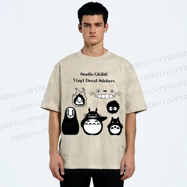 Unisex Totoro No-Face Printed Washed Tee