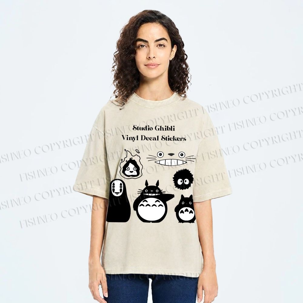 Unisex Totoro No-Face Printed Washed Tee