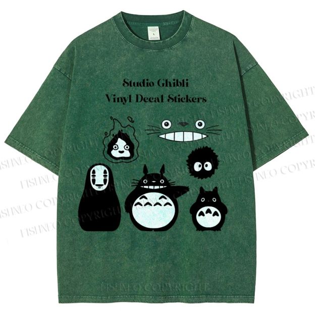 Unisex Totoro No-Face Printed Washed Tee